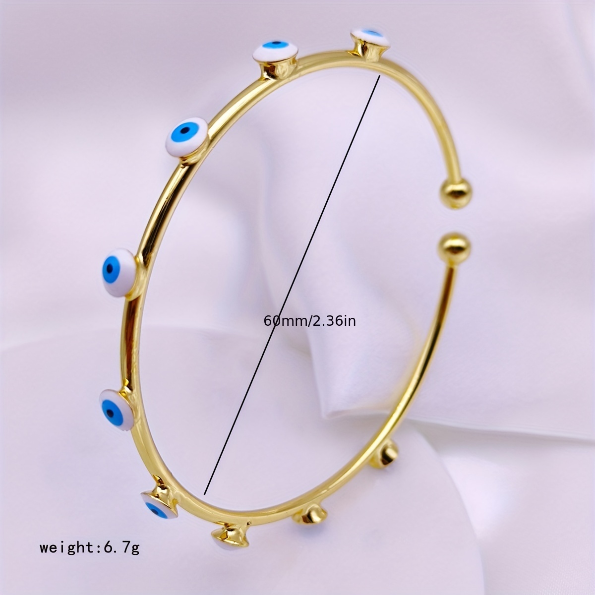 Evil Eye Open Bangle Copper Adjustable Cuff Bracelet
